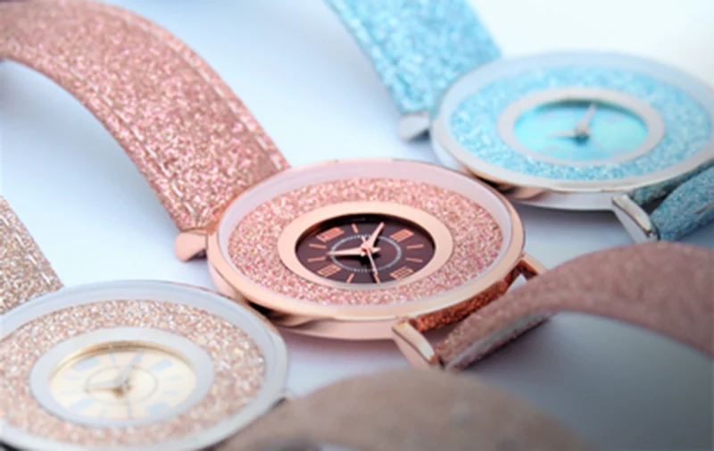 Rose gold glitter fashion watches
