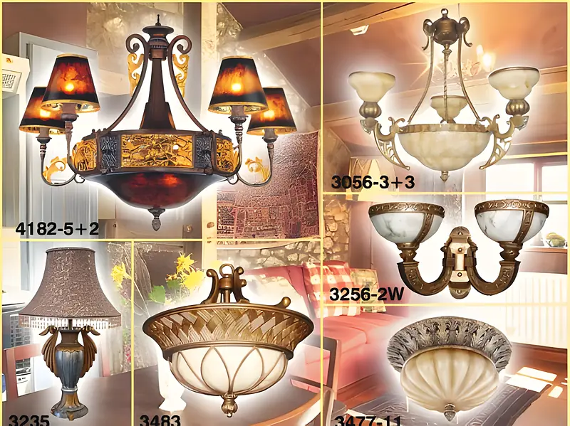 Classic collection chandeliers, ceiling lamps and table lamp in antique bronze finish