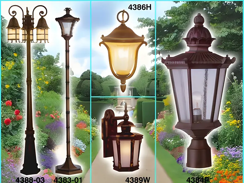 Outdoor collection garden post lights and wall lanterns