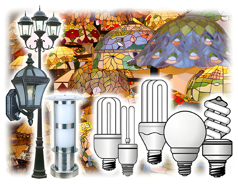 Outdoor lanterns, garden post light and energy saving bulbs